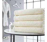 Wilsford 4 Pieces Bath Sheets 100% Pure Egyptian Cotton 500 GSM Super Soft Extra Absorbent Bath Sheets Set (Cream)