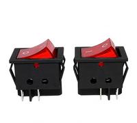 Wilsnsun 2PCS Power Heat Press Rocker Power Switch 30A 250V 4 Pin 2 Position ON/Off Rocker Toggle Switch Red Button with Light
