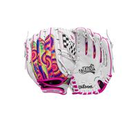Wilson 2024 A440 Flash 11.5” Youth Infield Fastpitch Softball Glove - Left Hand Throw, White/Pink/Tie Dye