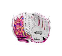 Wilson 2024 A440™ Flash™ 12” Youth Outfield Fastpitch Softball Glove - Right Hand Throw, White/Pink/Tie Dye