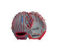 Wilson 2024 A450 10.75 Youth Infield Baseball Glove - Right Hand Throw Grey/Red/Royal