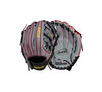 Wilson 2024 A450 11.5 Youth Infield Baseball Glove - Left Hand Throw Grey/Black/Yellow