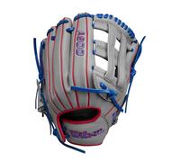 Wilson 2024 A900® PF12 Pedroia Fit 12" Utility Baseball Glove - Grey/Red/Royal Blue, Right Handed Throw