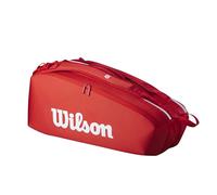 WILSON 2025 Super Tour Red Tennis Racket Bag - Red/White, Holds up to 6 Rackets