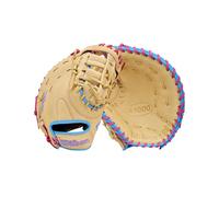 Wilson 2026 A1000 1620 12.5" Baseball First Base Mitt - Left Hand Throw, Blonde/Cool Blue/Flamingo Pink