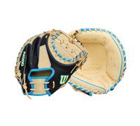Wilson 2027 A2000® M23SS 33.5” Baseball Catcher’s Mitt - Right Hand Throw, Blond/Black/Sky Blue