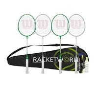 Wilson 4 Player Badminton Racket Set, 4 Rackets, Shuttles, Premium Carry Case (Zone/Reaction)