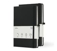 Wilson A5 Notebook Journal, Maestro Journal Notebook Ruled Paper - A5 size 80 GSM Thick Lined Paper Hard Cover Classic Writing Journals, Diary with Rear Pocket & Pen Holder Pack of 2, Black