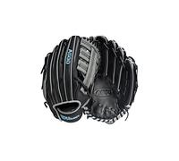 WILSON A500 12.5” Utility Youth Baseball Glove - Right Hand Throw, Black/Grey/Blue