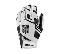 Wilson American Football Receiver Gloves, NFL Stretch Fit Receiver Glove, White / Black