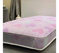 Wilson Beds - 4" (10Cm) Deep 3Ft Single Pink Hearts Firm All Reflex Foam Kids Thin Mattress