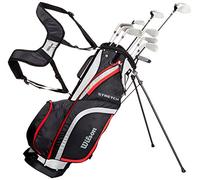 Wilson Beginner Complete Set, 10 golf clubs with stand bag, Men's (right hand), Stretch XL, Black/Grey/Red, WGG157548