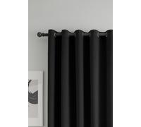 Catherine Lansfield Wilson Velvet Blackout Thermal 66x54 Inch Eyelet Curtains Two Panels Black