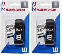 Wilson Brass NBA Whistle with Lanyard, Metal, Official NBA-Product (Pack of 2)