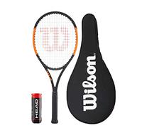 Wilson Burn 100LS Graphite Tennis Racket + Cover + 3 Tennis Balls (Grip Size L2, L3 & L4)