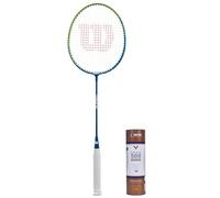 Wilson Champ Blue Adult Badminton Racket, including 6 VICTOR Shuttlecocks & Full Protective Headcover