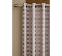 Catherine Lansfield Wilson Check Blackout Thermal 46x90 Inch Eyelet Curtains Two Panels Natural