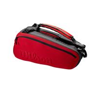 WILSON Clash V2 Super Tour Tennis Racket Bag - Red/Black Holds up to 6 Rackets