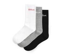 Wilson Crew Logo Socks 3 Pack, Feature a Seamless Toe, Arch Support and Superior Cushioning, Made from Breathable Knit With an Odour Control Finish, Colour: Multi, Size: L