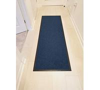 Wilson Direct Barrier Mats Runners Rugs Heavy Duty Washable Anti Slip Kitchen Hall Doormat non slip Rubber Backing Blue/Black 80cm Wide 140cm Long
