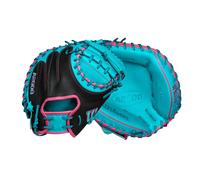 Wilson Fall 2024 A2000 CM33SS 33 Baseball Catchers Mitt - Right Hand Throw Black/Teal/Flamingo