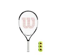 Wilson Federer 21 Junior Tennis Racket with Cover and 3 Tennis Balls Bundle (Various Models Available) (Black/White)