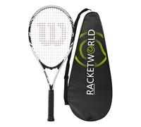 Wilson Federer Adult Tennis Racket (Various Bundle Options) White/Black Series (Racket & Cover)