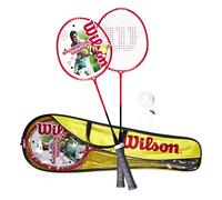 Wilson Fierce Red Adult Twin Badminton Racket, including Shuttlecocks & Carry Case