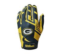 Wilson Gloves NFL TEAM SUPER GRIP, One size fits all for teenagers, Silicone/Stretch Lycra,Yellow / Green