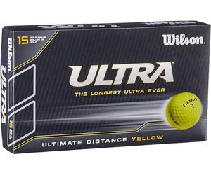 Wilson Hard 2-Piece Construction Men's Golf Balls for Maximum Distance, 15-pack, Beginners to advanced players, High compression, Ionomer, Ultra Lue, Yellow, WGWR60600
