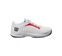 Wilson Hurakn Pro Padel Shoe, Women's, Size 7.5, White/Wilson Red/Deja Vu Blue