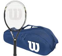 Wilson Hyper Hammer 5.3 Oversized/Extended Tennis Racquet (4 1/4" Grip) Set or Kit Bundled with a Navy/White Advantage 2-Pack Tennis Racket Bag