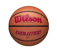 Wilson Indoor Basketball, Sports Flooring, Granular, PVC or Linoleum Floors, Size 6, For ages 6-12, Evolution Game Ball, Orange, WTB0516