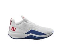 WILSON Men's Rush Pro Lite Sneaker, White/Deja Vu Blue/Wilson Red, 8 UK