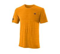 Wilson Men's Short Sleeve Shirt, KAOS Rapide SMLS Crew, Polyester/Nylon, Orange (Koi Orange), Size S, WRA788804SM