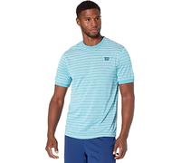 Wilson Men's Short Sleeve Shirt, STRIPE CREW, Polyester, Blue (Barrier Reef) / White, Size XXL, WRA789201XX