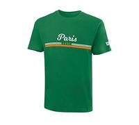 Wilson Men's T-Shirt, PARIS 2021 TECH T-SHIRT, Polyester/Cotton, Green (Amazon) / White / Orange, Size XL, WRA800301XL