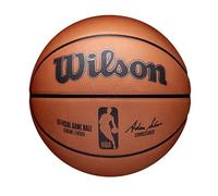 Wilson NBA Official Game Ball Retail Basketball, Made from Premium Leather, With NBA-Level Stitching and Superior Air Retention, Official Emblem Design, Colour: Brown, Size: 7