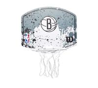 Wilson NBA Team Mini Hoop Brooklyn Nets, Plastic Over-Door Mini Basketball Hoop, Play Anywhere & Represent Your Squad, Colour: Grey