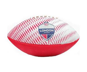 Wilson NFL London Games Tailgate Football, White/Blue/Red, Junior | For youth outdoor practice and tailgate events, with a deep pebble pattern and double lacing for confident control