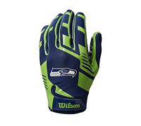 Wilson Gloves NFL TEAM SUPER GRIP, One size fits all for teenagers, Silicone/Stretch Lycra, Seattle, YOUTH