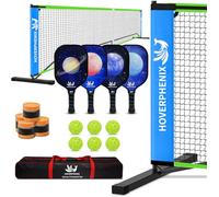 Wilson Portable Pickleball Set with 22ft Regulation Size Net, 4 Fiberglass Paddles and 6 Balls for Driveway or Backyard