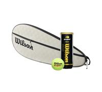Wilson Premium Leather Look Tennis Racket Cover and US Open Extra Duty Tennis Balls Bundle, with Zipped Pocket