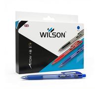 Wilson Retractable Blue Pens 1.0MM Medium Pack of 80 ballpoint pens Smooth Writing Comfort Grip Office School stationery supplies Blue ink Pen with Visible Ink Supply for Everyday biro pens