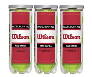 WILSON Rush 100, Padel Balls, 3 Packs of 3, Compatible with All Types of Fields, WRT136500 Unisex, Yellow