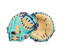 Wilson Spring 2026 A2K® 1734SS 34” Baseball Catcher’s Mitt- Right Hand Throw, Seafoam/Blonde/Purple