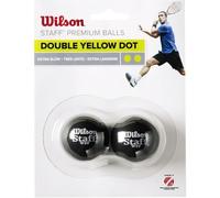 Wilson Squash Ball, 2 pieces, Extra Slow, Competition, Double yellow Dot, Staff Premium Double Yellow Dot, WRT617600, Black