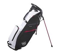 Wilson Staff Golf Bag, EXO Lite Stand Bag, Carrying/Trolley bag, 4 Compartments for Various Irons, Black/White/Red