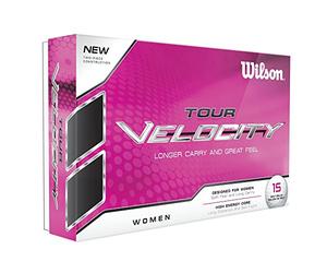 Wilson Staff, Soft 2-Piece Construction Women's Golf Balls for Maximum Distance, 15-pack, Low compression, Soft ionomer cover, Velocity, White, WGWR60400