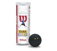 Wilson Staff Squash Balls Extra Slow Competitors Black Double Yellow Dot Tube of 3